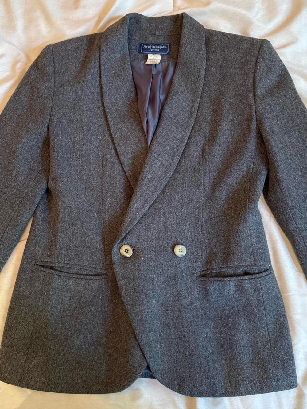 Norton McNaughton Charcoal Gray Wool Blend Double-Breasted Blazer